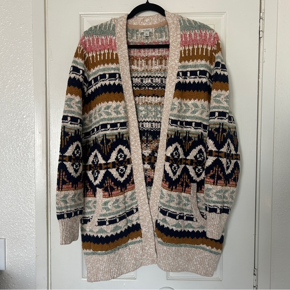 L.L. Bean Sweaters - L.L. Bean women’s cotton rag sweater. Open cardigan fair isle. Size large